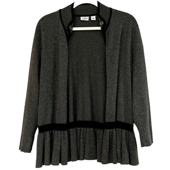 Cato Women Gray Cardigan Black Outline 14/16W - Picture 1 of 10